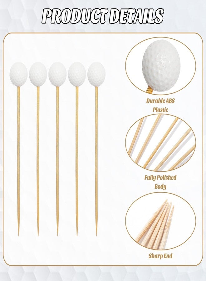 Aodaer 100 Pieces Golf Toothpicks 4.72 Inch Golf Skewers Golf Cocktail Picks Golf Fruit Picks Decorative Toothpicks for Appetizers Cocktail Garnish Sports Party Supplies, White - Image 3
